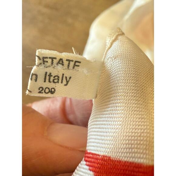 VINTAGE RENEE Neck Tie Scarf Wrap Red Blue 100% silk  Italy Tomato Girl Summer - Picture 6 of 7